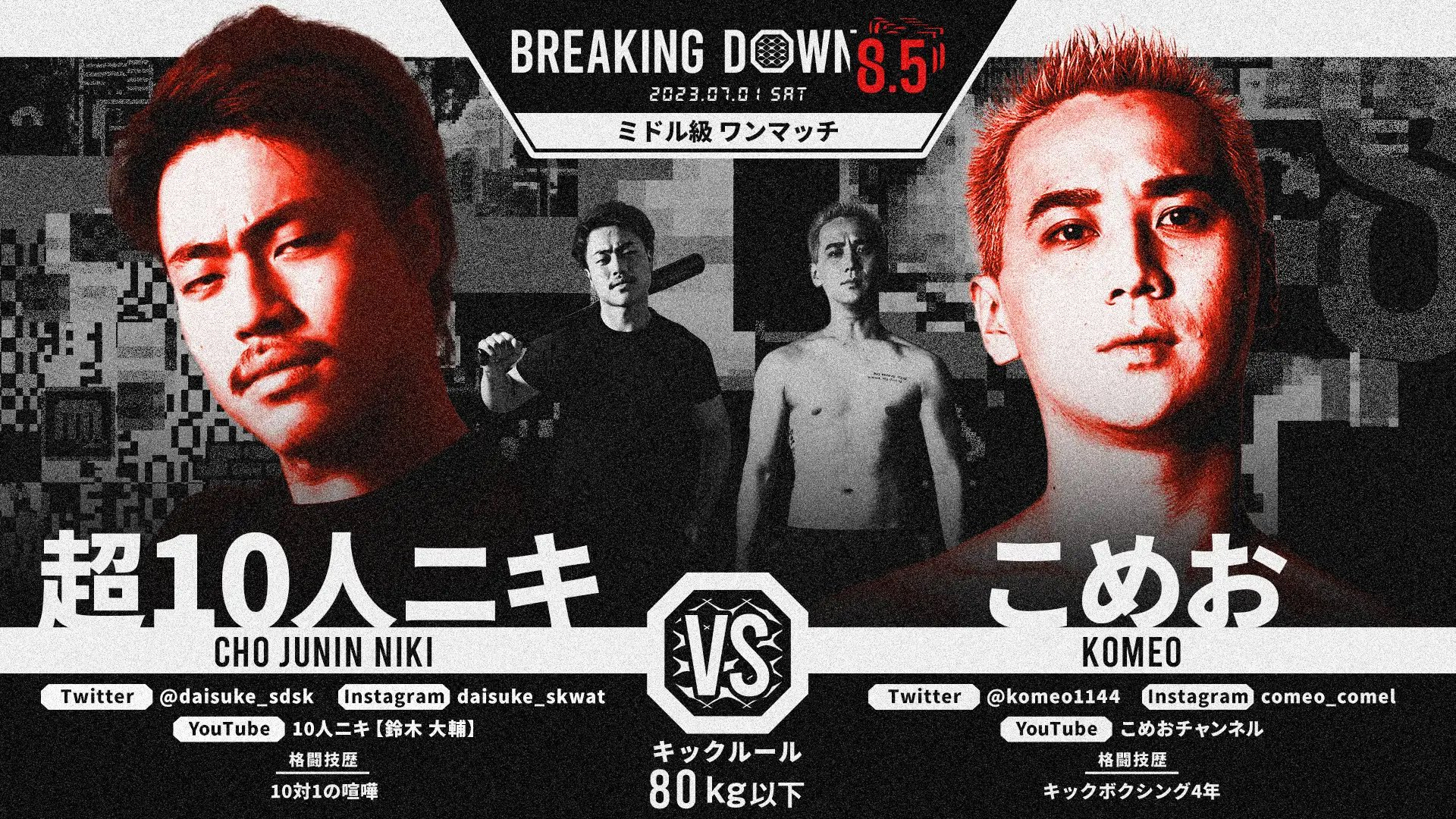 10人ニキ vs こめお 【 ブレイキングダウン8 】試合結果・レポート