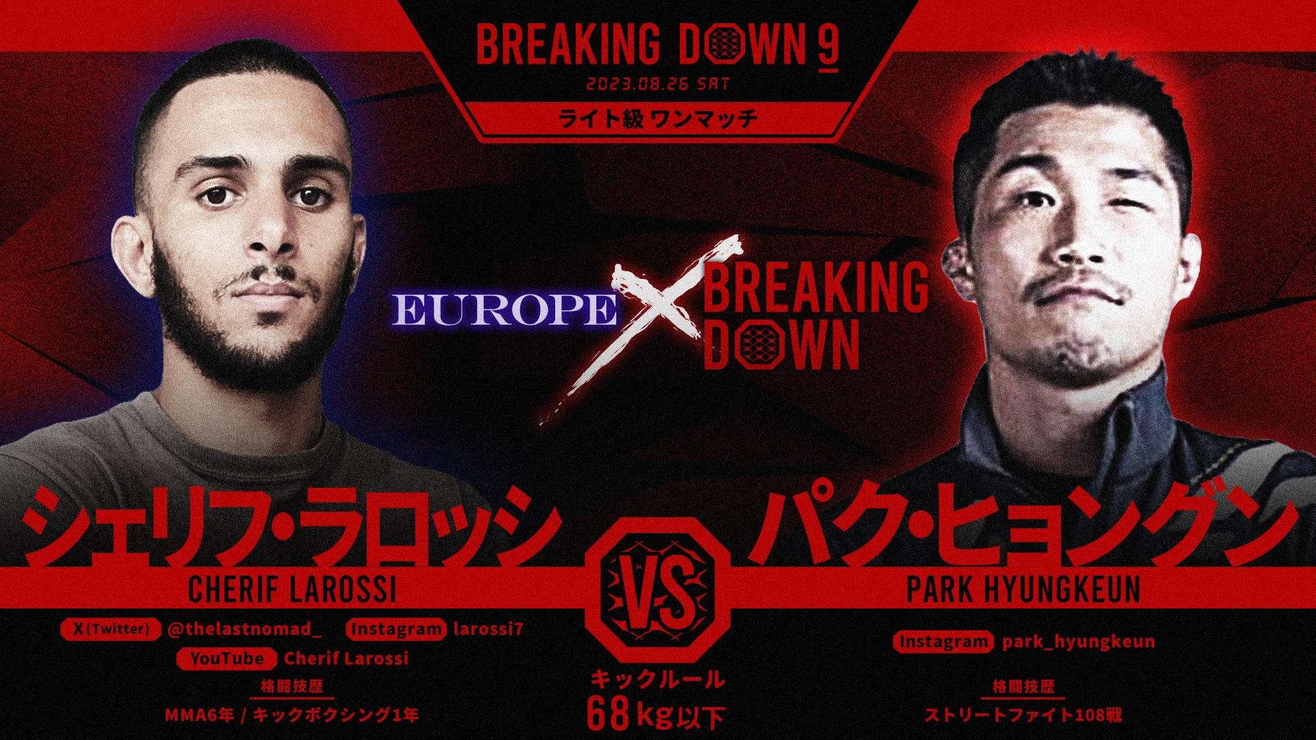 シェリフ・ラロッシ vs パク・ヒョングン 【 ブレイキングダウン8 】試合結果・レポート